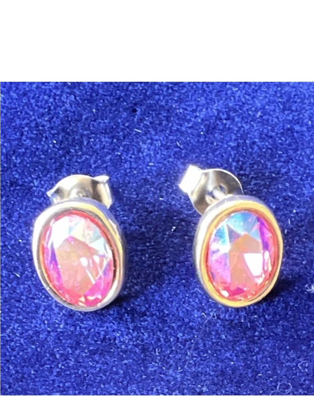 Pink Aurora Glass Crystal Stud Earrings - Women Jewelry